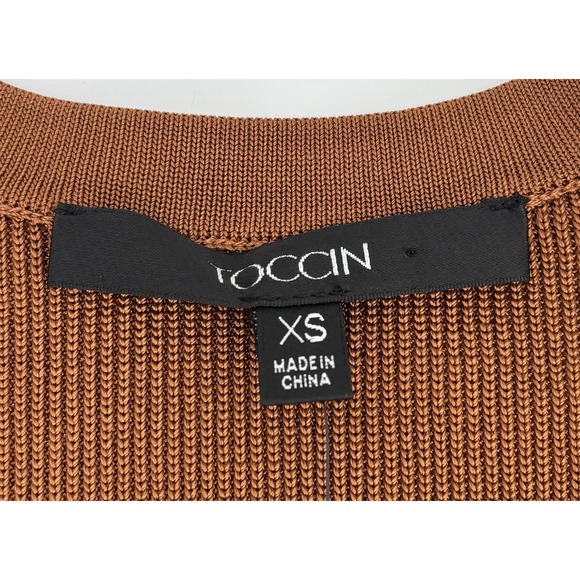 Toccin Mila Fringe Long Sleeve Midi Dress Size XS Bronze Knit Anthropologie NWT - Picture 10 of 12